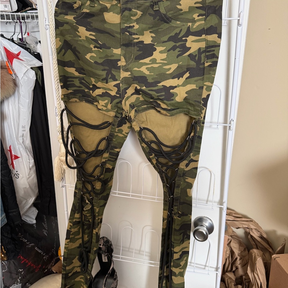 Fashion nova Camo  Bottoms with Black Accents